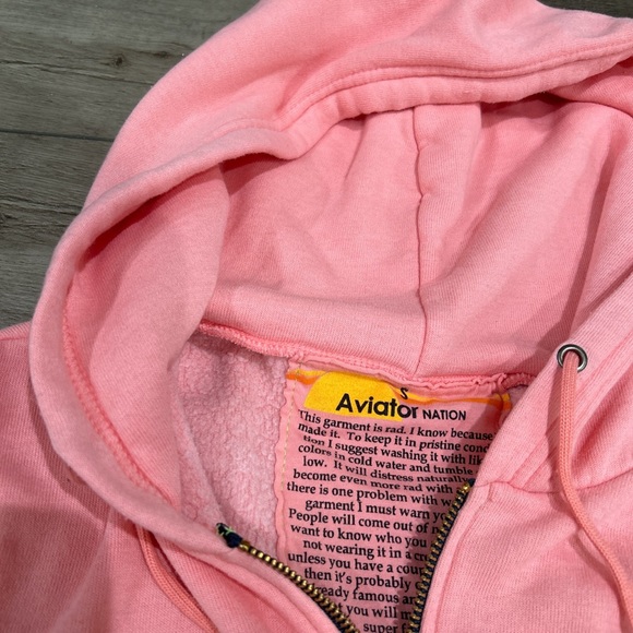 Worn once Aviator Nation pink 5 stripe zip up hoodie in blush - Picture 3 of 4